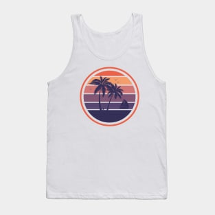 Retro Style Sunset Beach Palm Tree Tank Top